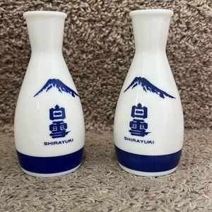 Set of 2 Vintage Shirayuki Saki Porcelain Decanters